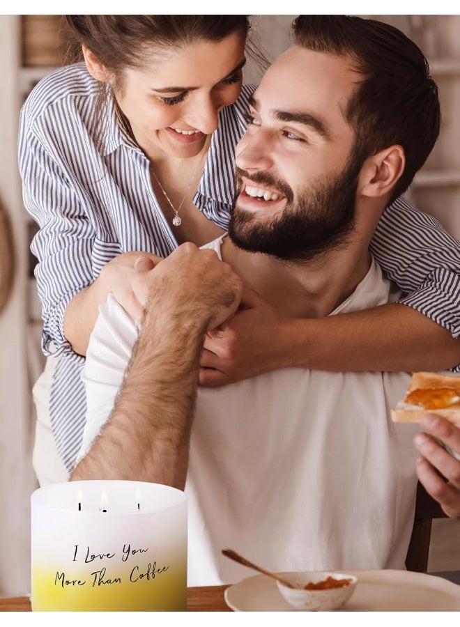 T&H Vanilla Caramel Latte 3 Wick Candle Scented | I Love You More Than Coffee Candle | Quote Candles for Home Scented | Coffee Scented Candles Stress Relief | Large Relaxing Aromatherapy Soy Candles 16 Oz - Image 2